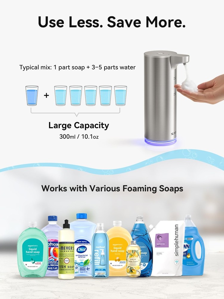 Automatic Foaming Soap Dispenser Touchless, 0.2s Fast Sensor, USB-C Rechargea...