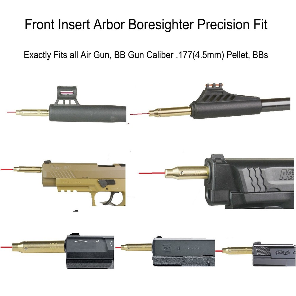 .177 Red Laser Bore Sight, Sighter, Front Insert Arbor Boresighter Precision Fit