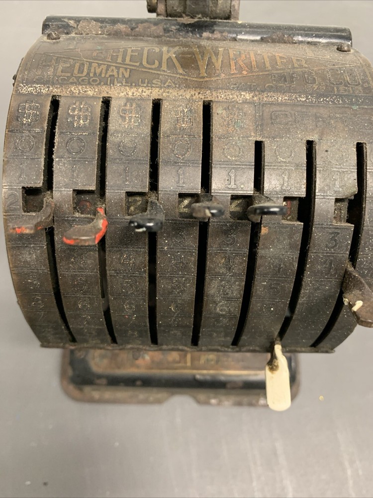 Antique F & E Hedman Mfg. Co. Check Writer Model D