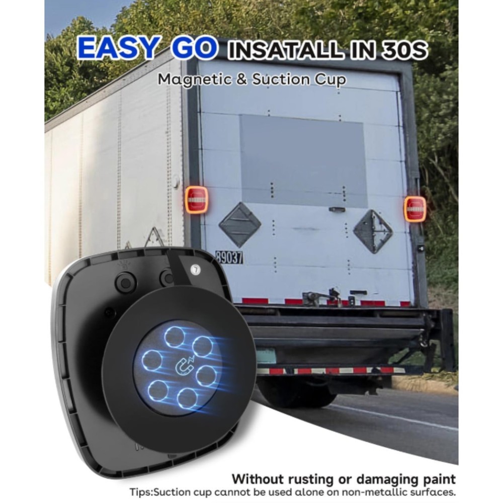 Wireless Magnetic Trailer Light Kit Rechargeable LED Waterproof Red