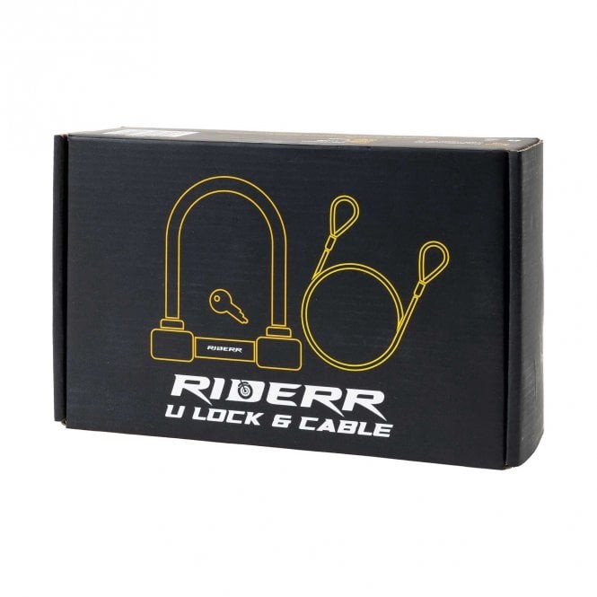 RIDERR Motorcycle Security D Lock + Cable Combo Deal - Black