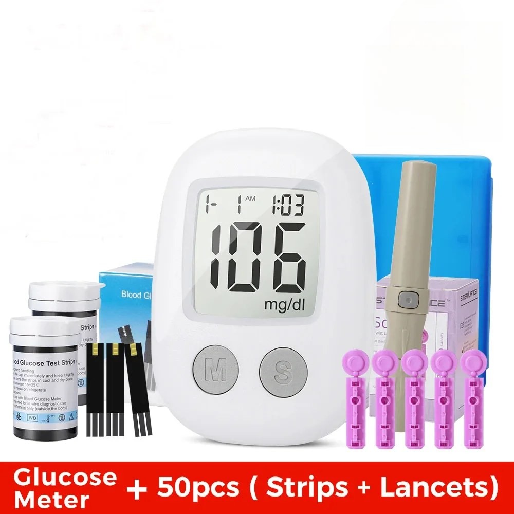 Diabetes Testing Kit - Glucose Meter with 50pc Test Strips & Lancets Glucometer