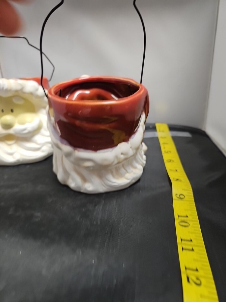 2-Ceramic Santa Containers With Wired Handle- By Collections