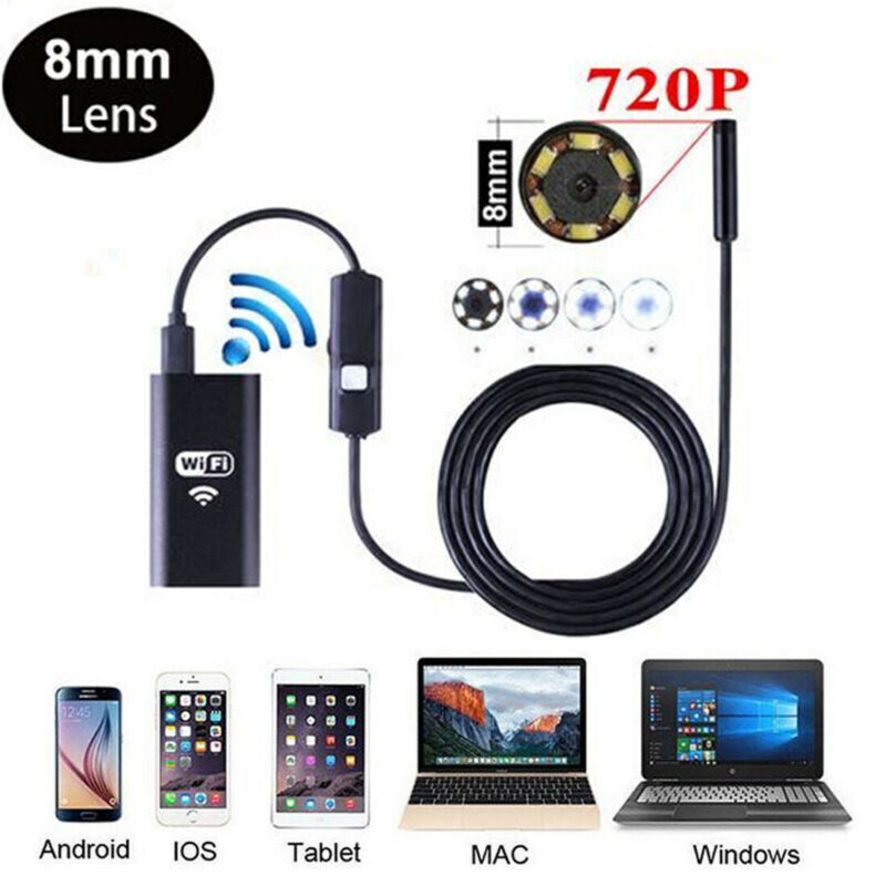 5M 8LED WiFi Borescope Endoscope Snake Inspection Camera for iPhone Android iOS