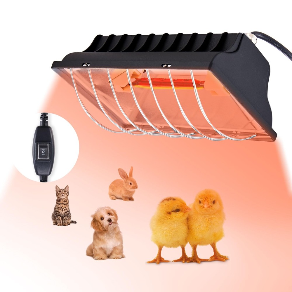Chicken Coop Heat Lamp 250W Brooder Heating Plate for Chicks Hanging Light He...