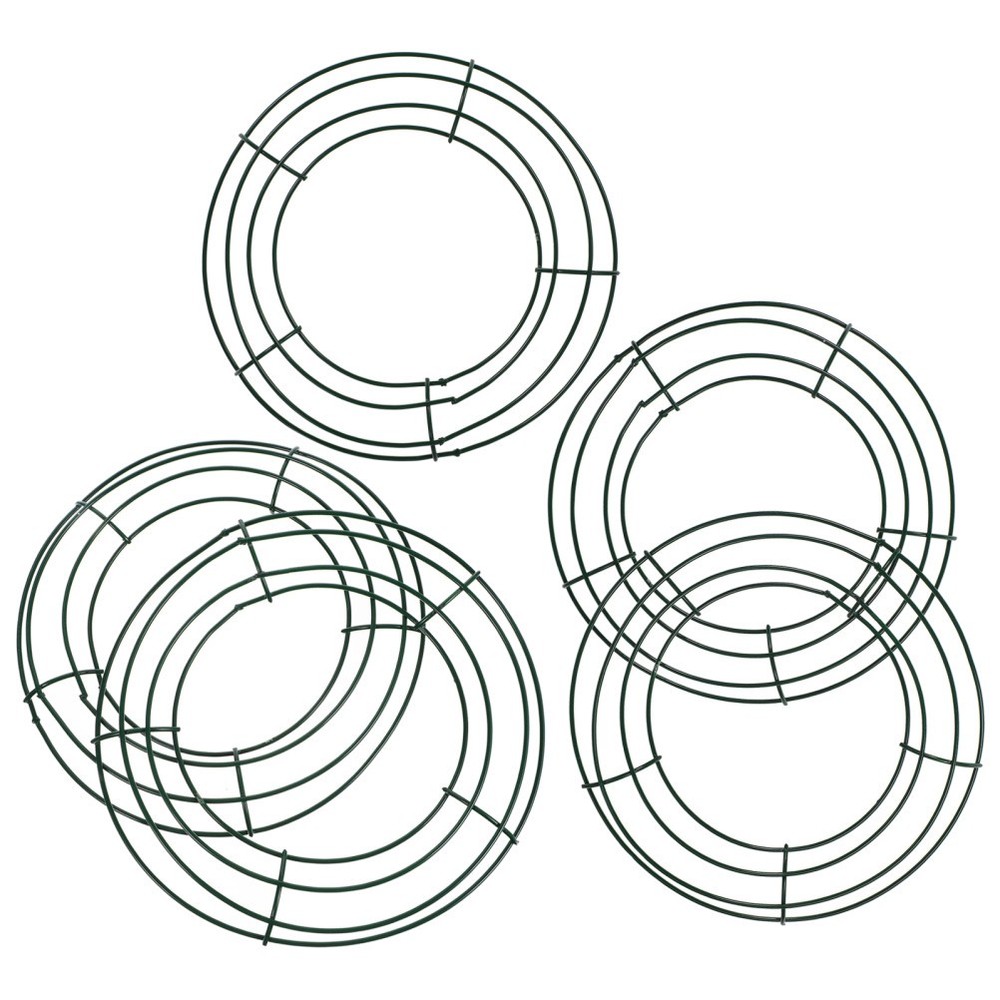 5 Pcs Green Metal Wire Wreath Frames for Floral Craft Projects
