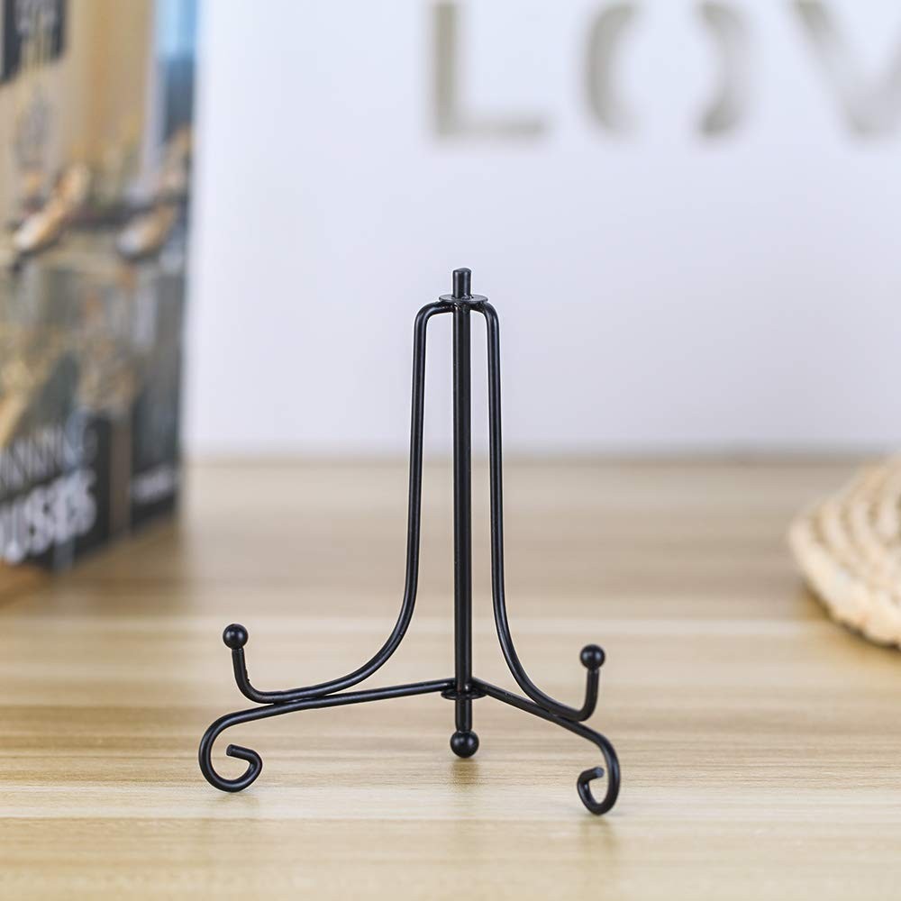 (2 pack) Iron Display Stand, Black Easel Plate 4 inch(2 pack),