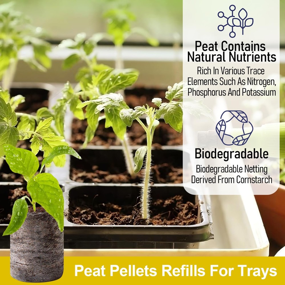 100 Pcs 36mm Seed Starter Peat Pellets for Seedlings- Compressed Seed Starter...