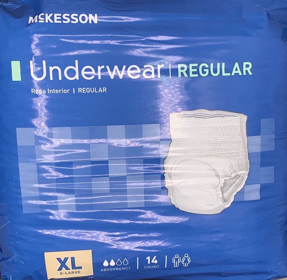 McKesson Underwear Regular XL 14 Count.  58”-68”.