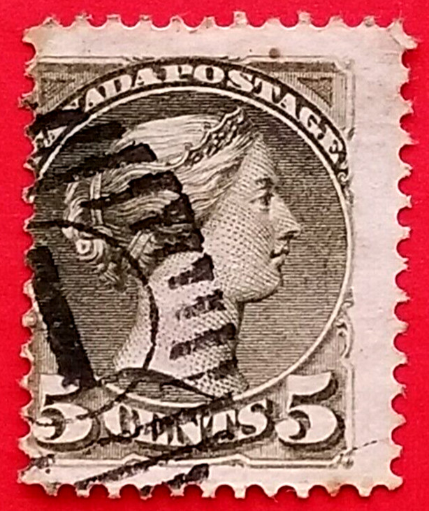 Canada Stamp #38 "Small Queen Issue - slate green" Used