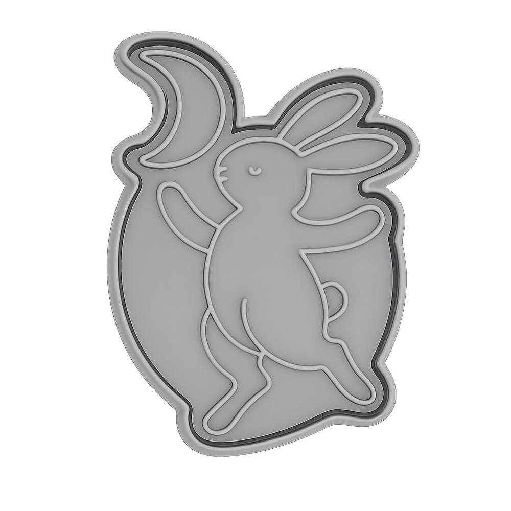 Dancing Bunny Beneath Moon Cookie Cutter & Stamp - 4x3.5" Creative Baking