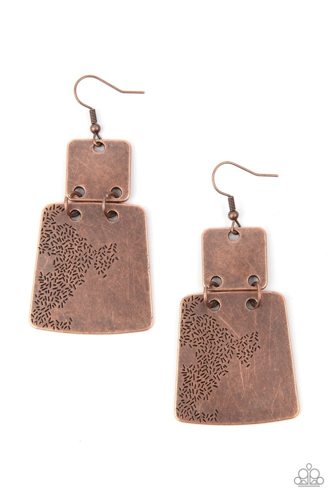 Paparazzi TAGGING ALONG copper earrings