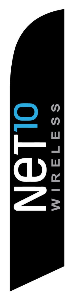 New Net10 Wireless (blk) Feather Banner Swooper Flag - FLAG ONLY