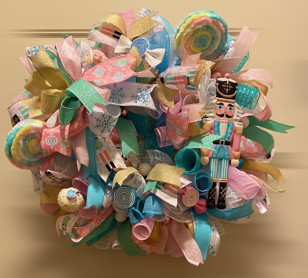 Nutcracker Christmas wreath,Nutcracker Christmas decor,Christmas Candy wreath