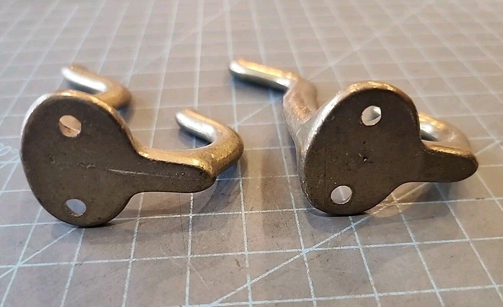 Pair Antique Metal Plain Tip Double Coat Hat Hook - gwSS