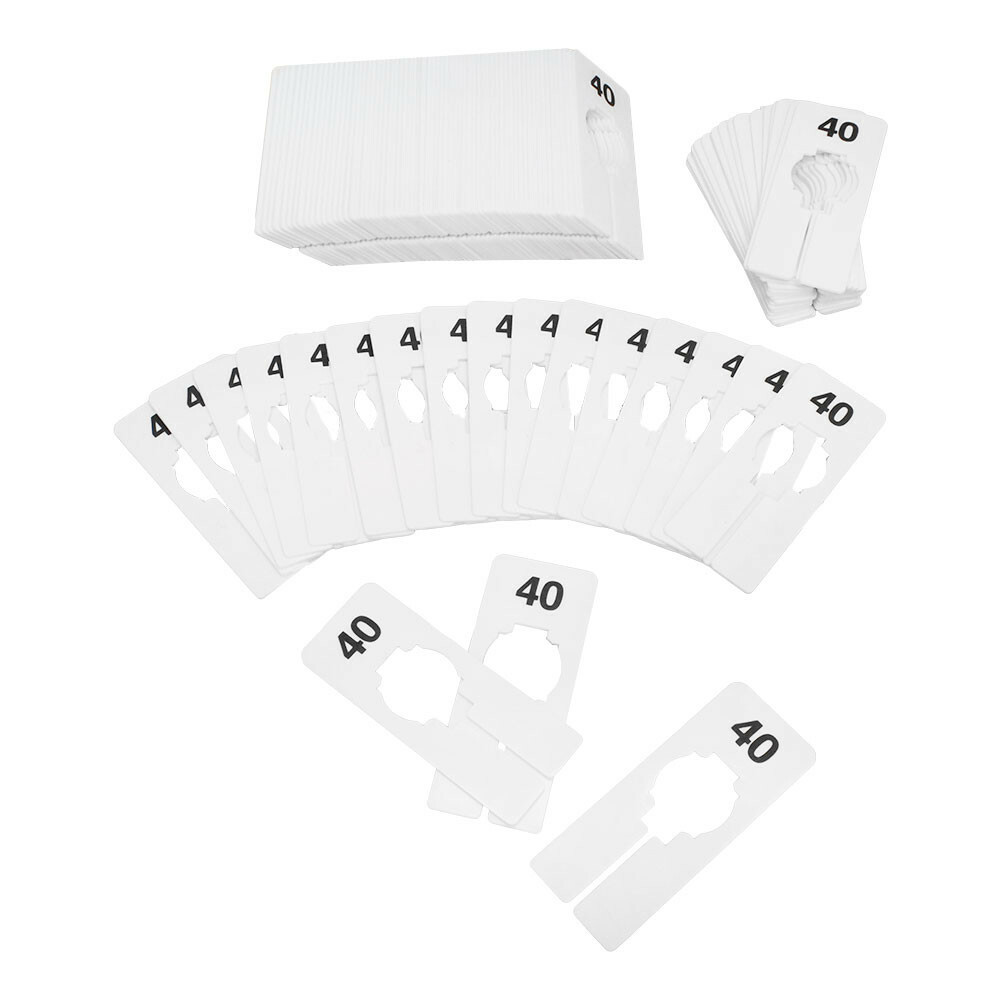 10 PC 2" x 5" Clothing Rack Size 40 Dividers Hangers White Plastic Rectangular