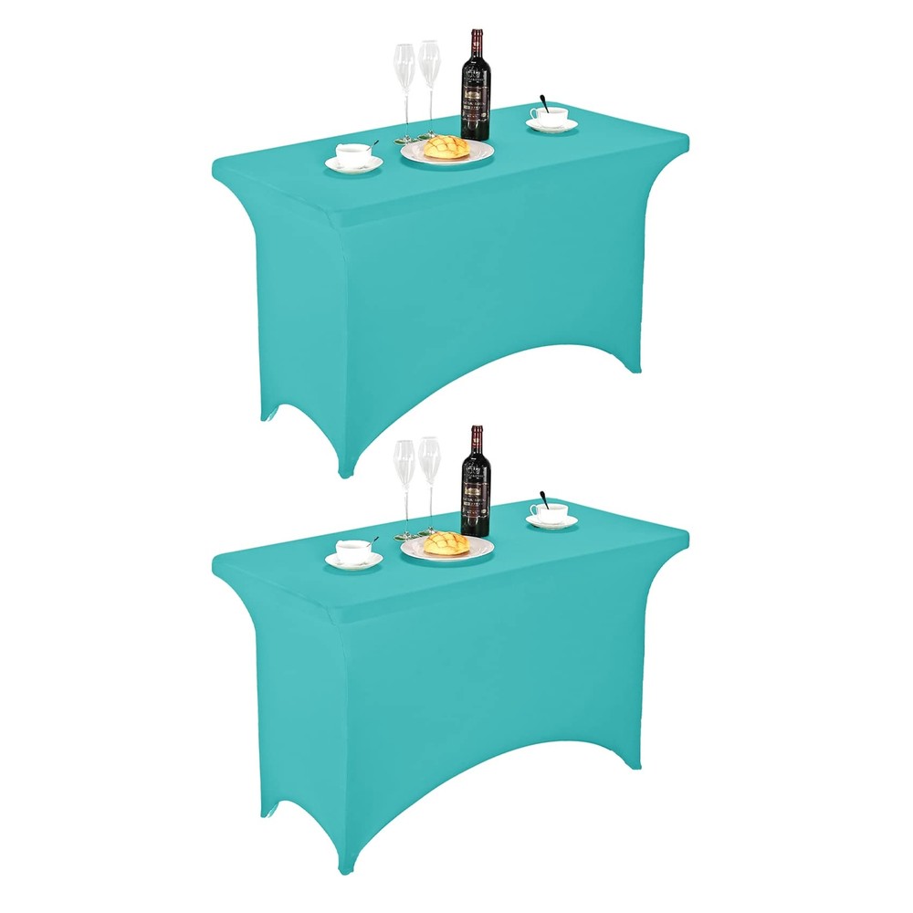 2Pack Spandex Table Covers 4ft，Fitted Tablecloth for 4ft Rectangular Tables S...