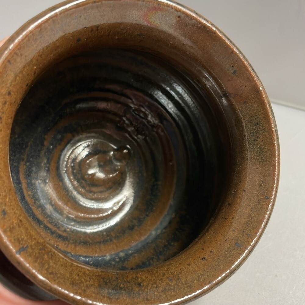 Studio Art Pottery Planter Pot Rustic Brown Hand Crafted Glazed