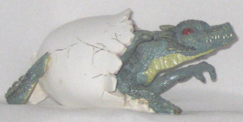 Green White 5.5" Pottery Hatching Dragon Kinglet Egg