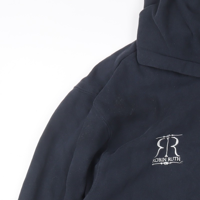 Robin Ruth Men Blue L Basic Hooded Full Zip Cotton Jacket