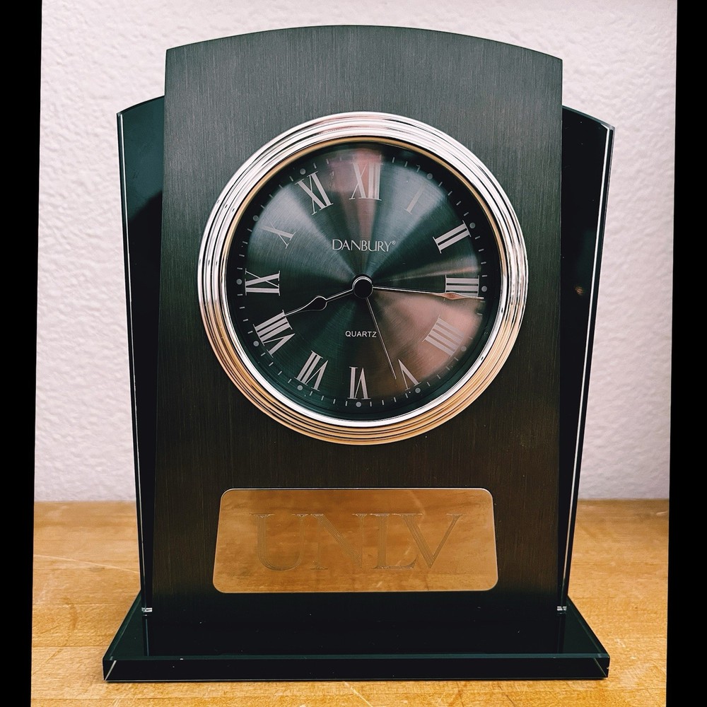 UNLV Danbury Things Remembered Quartz Silver Brushed Mantle Desk Table Clock