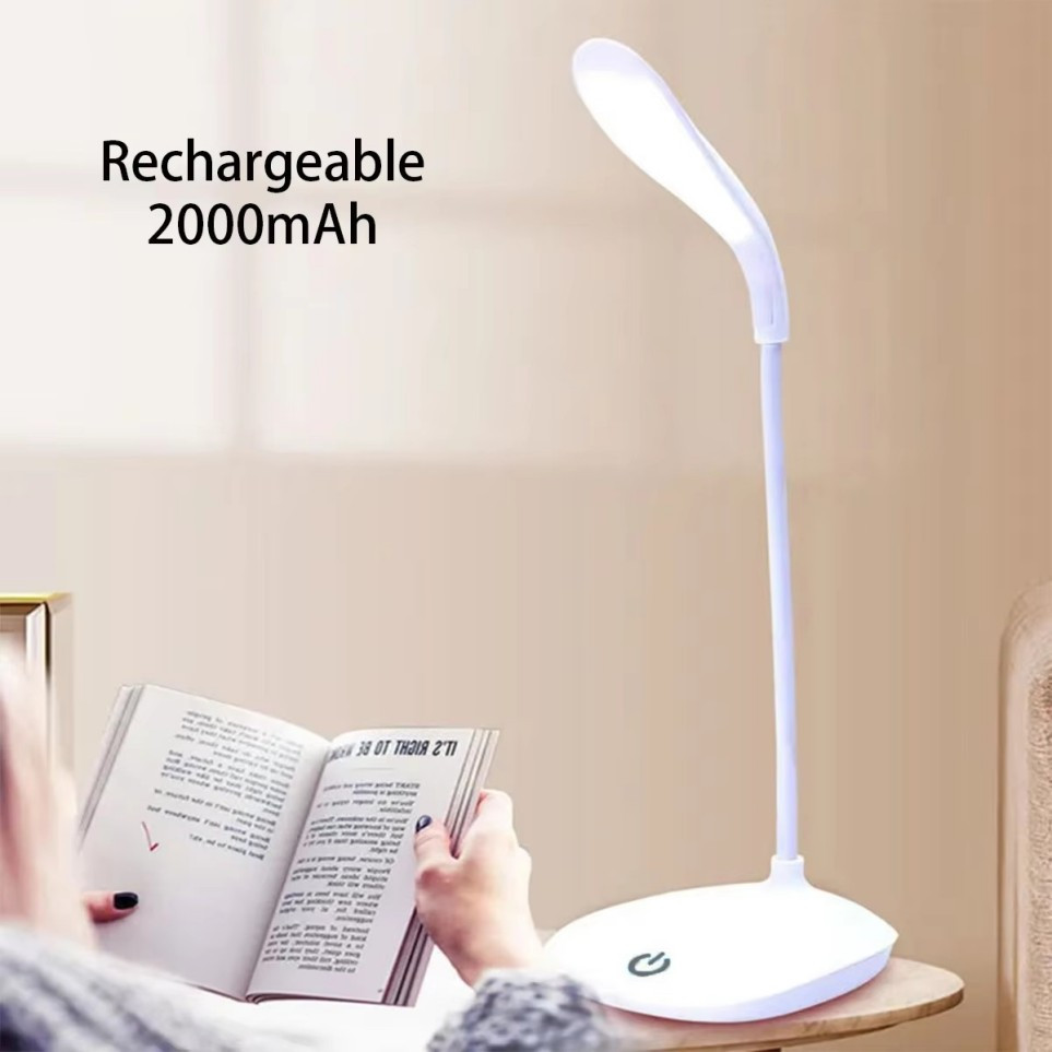 USB LED Desk Light Dimmable Bedside Reading Lamp Rechargeable Touch Control -&#
