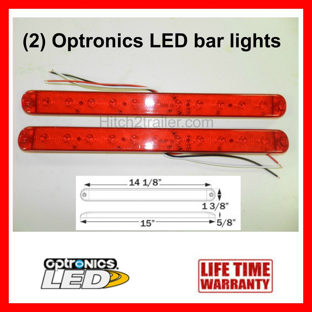 (2) Optronics Truck Trailer Stop Tail Turn 11 LED Submersible Lowprofile 15"