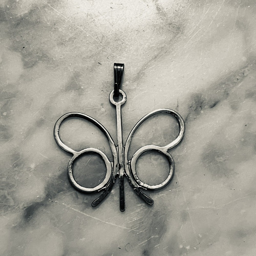Vintage Butterfly Pendant Minimalist Silver