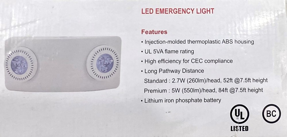 Thomas & Betts EL-2RHL-AD WHITE BATTERY EMERGENCY LIGHT
