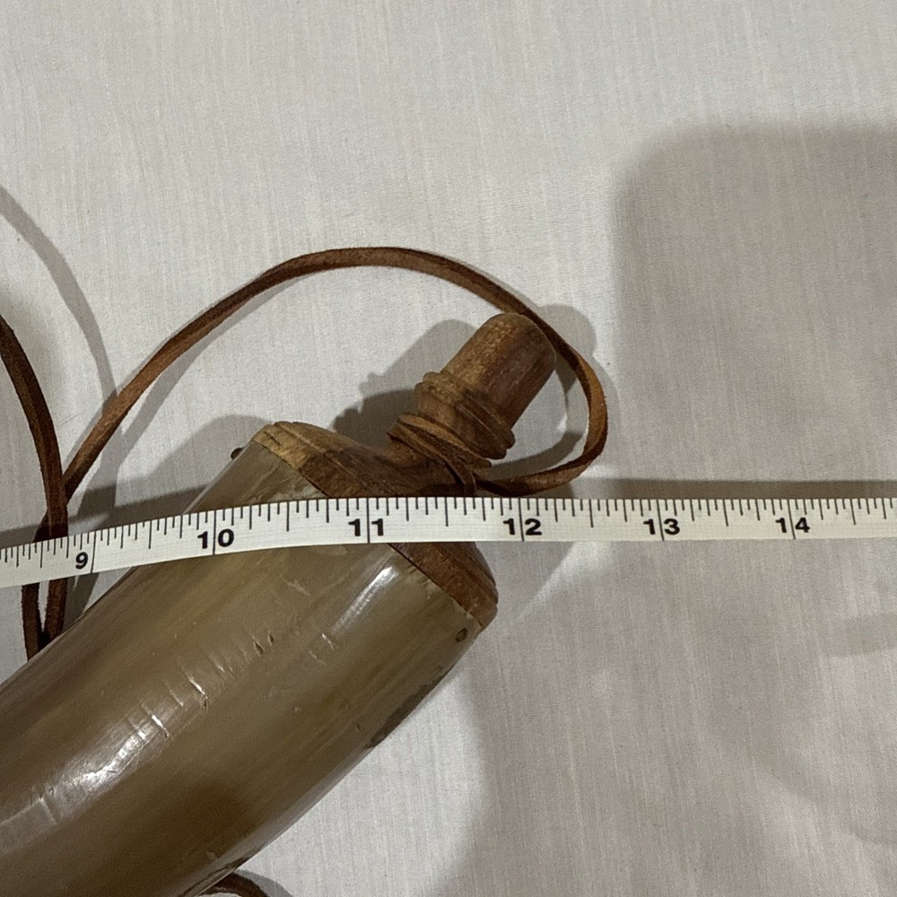 VTG Black Powder Horn Muzzleloader Hunting w/Leather Strap