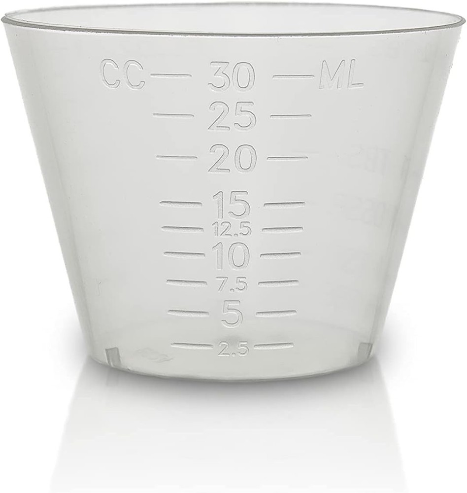 Disposable Plastic Measuring Cups 1oz Semi-Clear Flexible Accurate 200ct