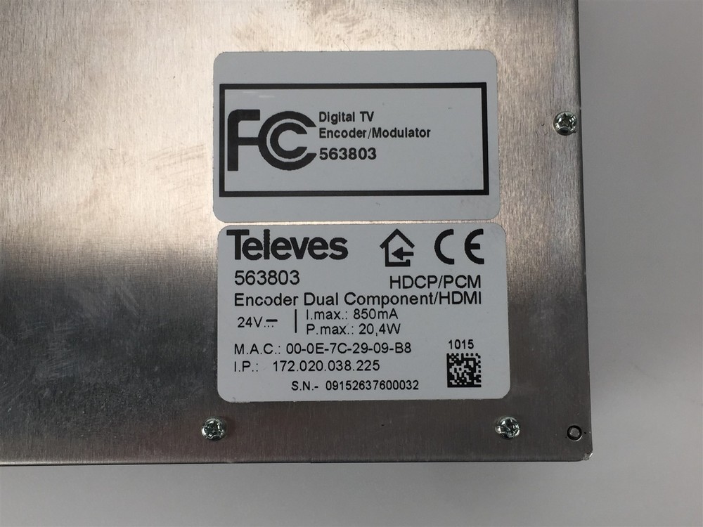 Televes HDTV Encoder/Modulator - Dual HDMI Component to QAM 563803