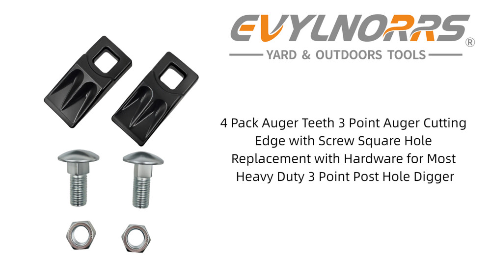 4 Pack Auger Teeth Replacement Set for 3 Point Post Hole Digger - Heavy Duty Cut