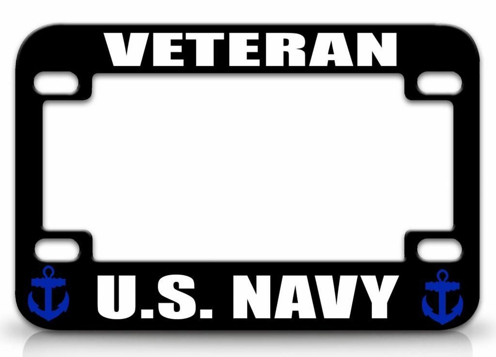 VETERAN US NAVY Navy MOTORCYCLE License Plate Frame-CAN PERSONALIZE