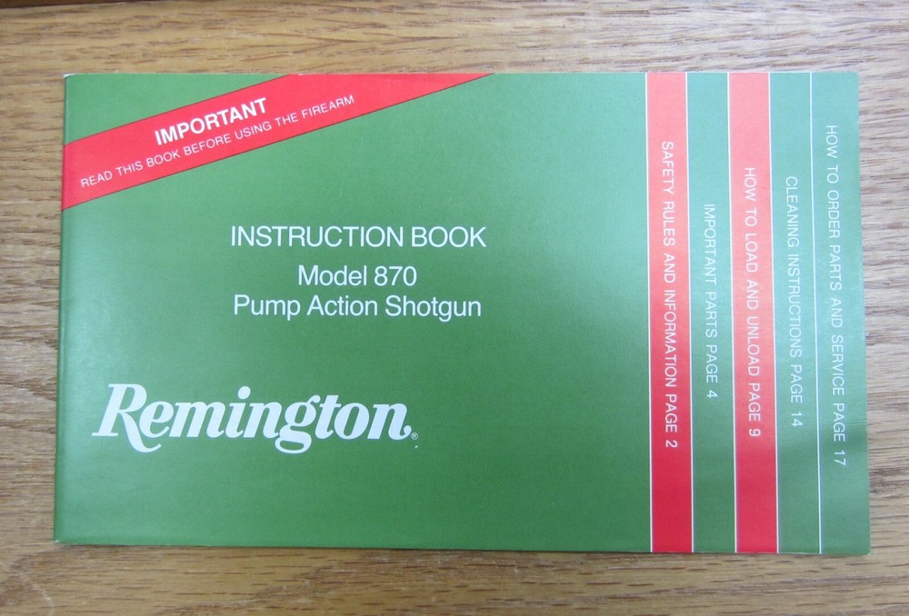 Remington 870 Owners Manual 1992
