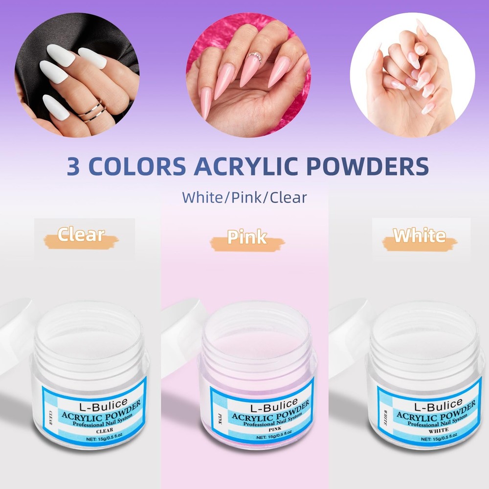 Acrylic Nail Kit for Beginners with Everything Professional, 12 Glitter...