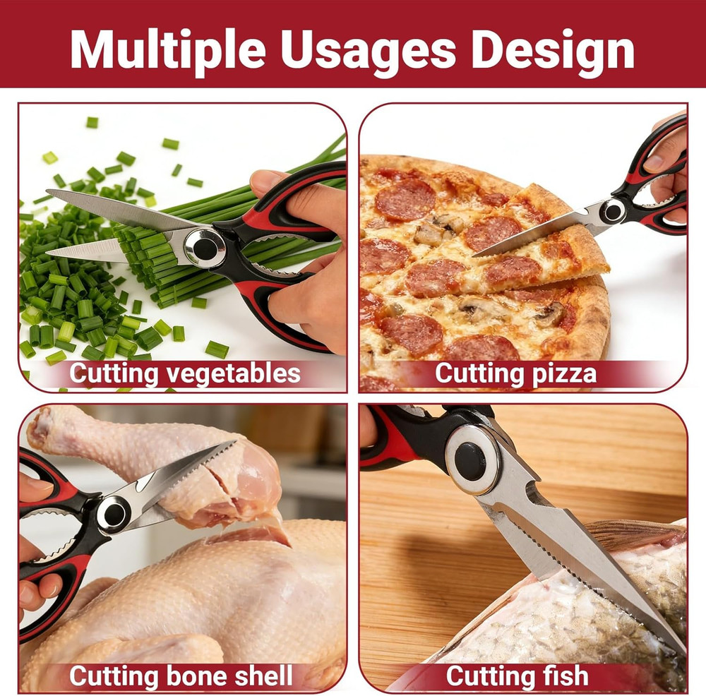 2PCS Heavy Duty Kitchen Scissors Set Seafood Shears w/ Cover