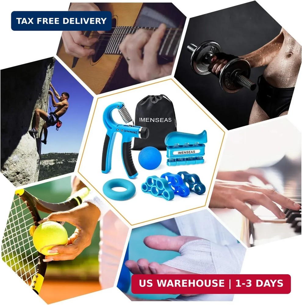 Grip Strength Trainer 7 Pack Adjustable, Finger Stretcher Resistance Extensor Ba