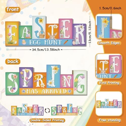 Easter Decorations, Wooden Easter Table Decorations, Reversible Easter & Orange