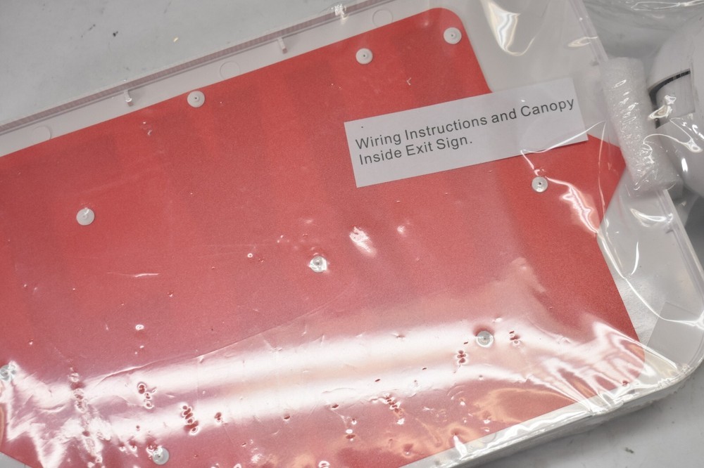 Electric LED White Exit Sign w Red Letters 2 Side Adjustable Light Ceiling Mount