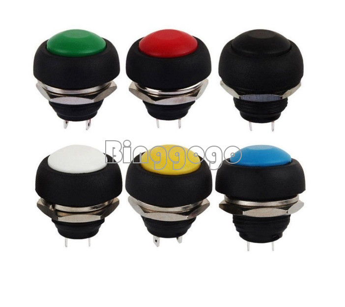 6pcs mini switch 12mm waterproof momentary push button off/on switch 250V 10A