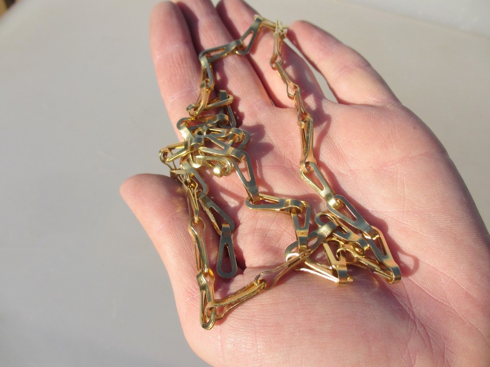 Vintage Brass Lighting Chain Hanger Loop Chandelier Light Pull Plug Old 71cm 28"