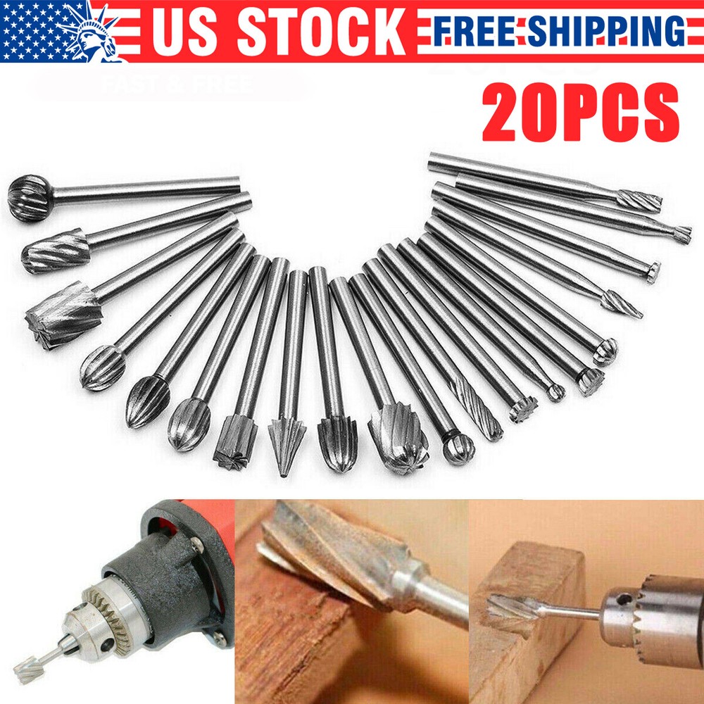 20Pcs Diamond Burr Bits Drill Set Rotary Multi Tool Accessories Kits For Dremel*