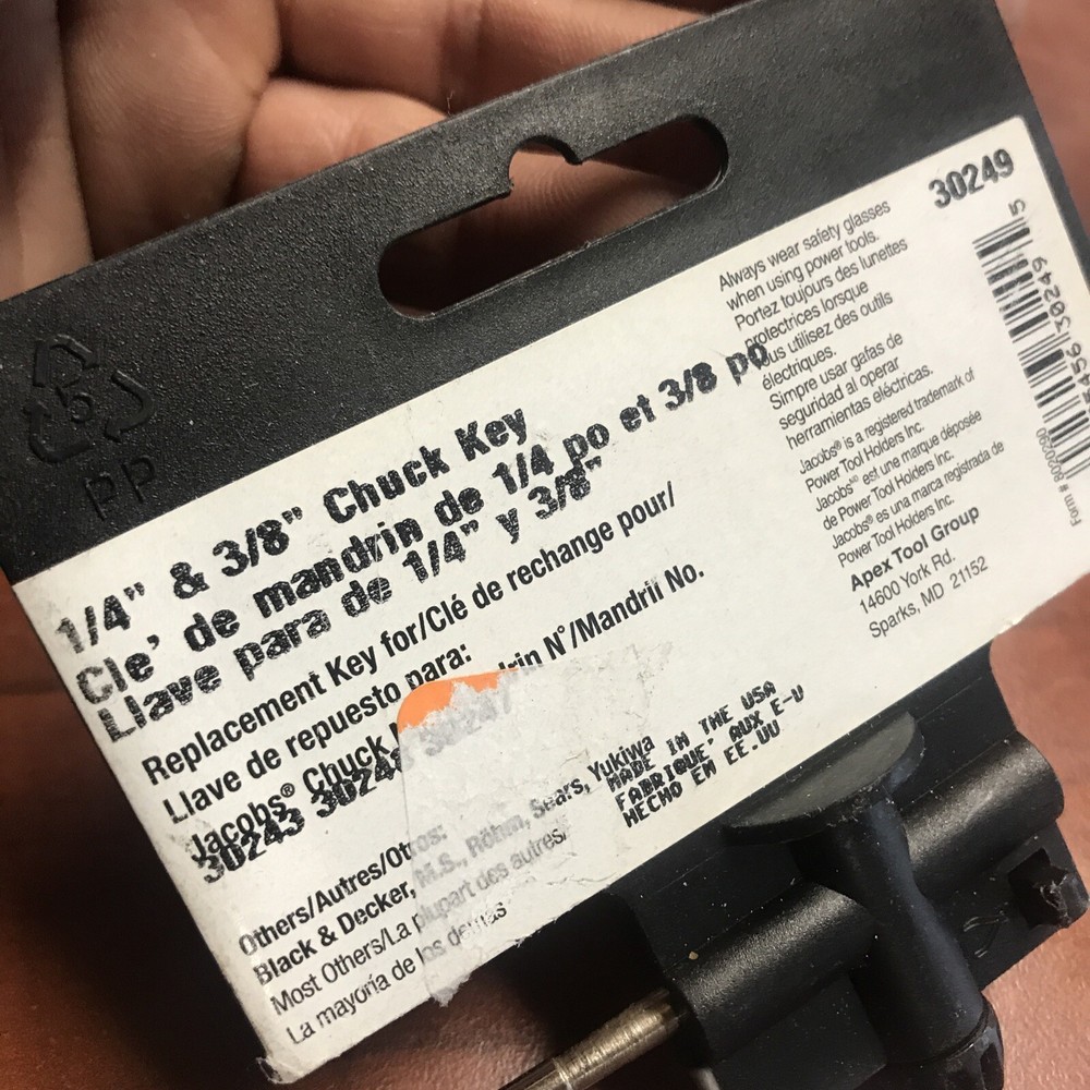 New Genuine Tools - Jacobs 1/4”-3/8” Chuck Key 30249