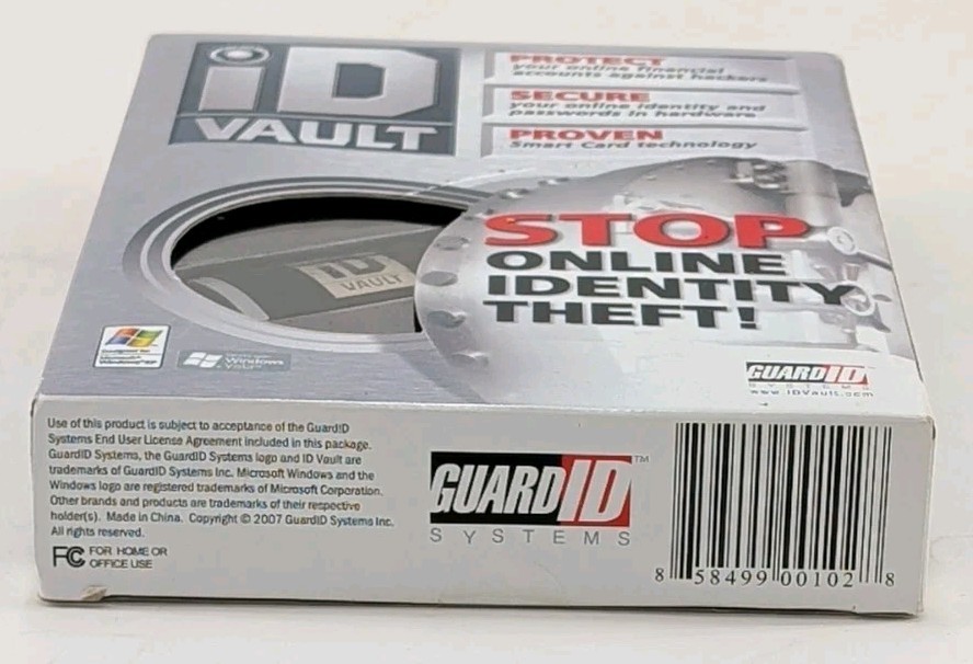 ID Vault Guard ID Systems Stop Identity Theft Windows XP Secure Passwords NIB