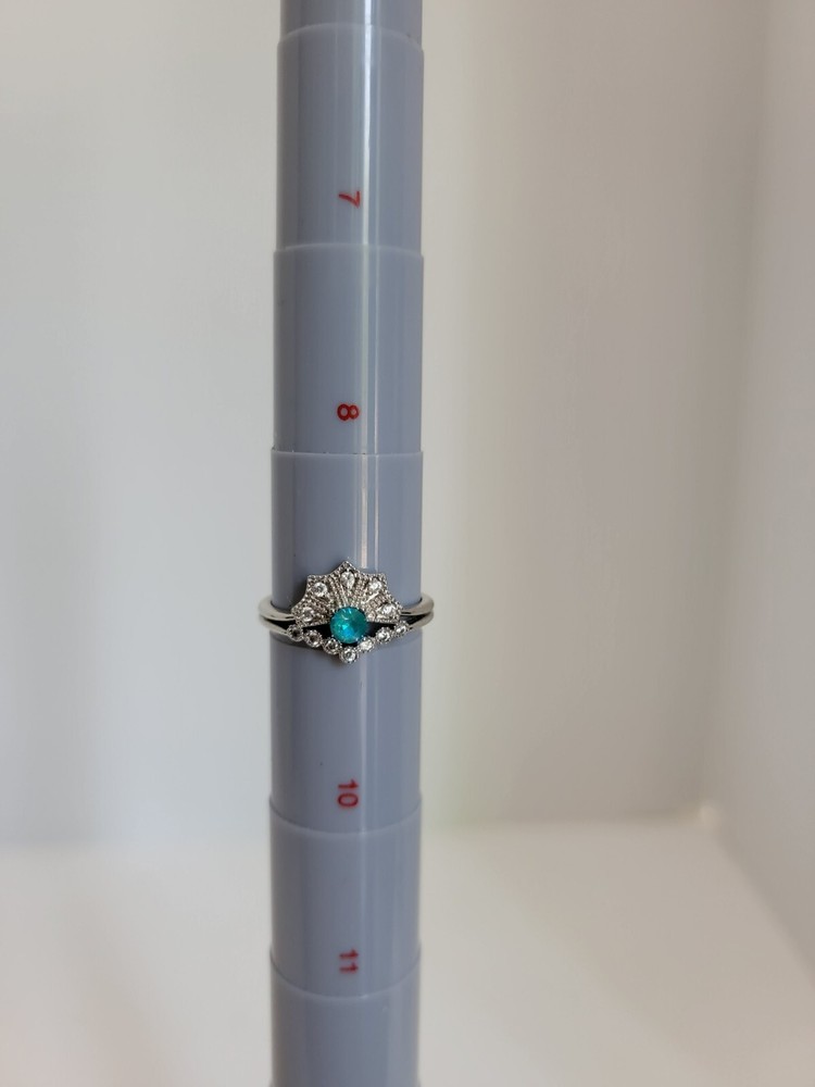 Suigeneris Silvertoned Blue Stone Rhinestone Ring Size 9