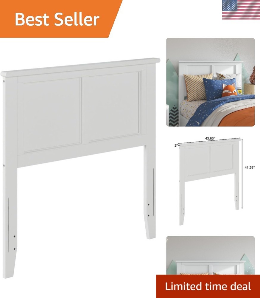 Madison Twin Solid Wood Panel Headboard, White
