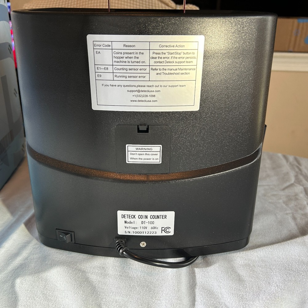 DETECK DT100 3.5" LCD SCREEN AUTOMATIC COIN ROLLER COUNTER SORTER MACHINE - NOS