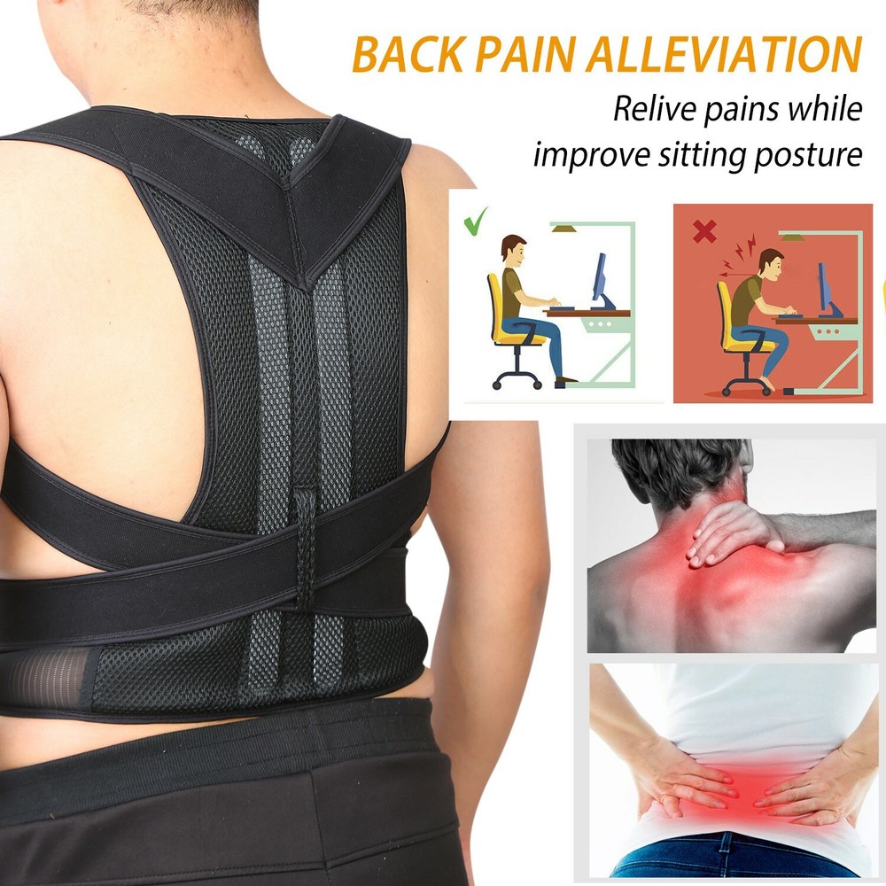 Adjustable Back Posture Shoulder Corrector Support Lumbar Brace Belt Unisex Tool