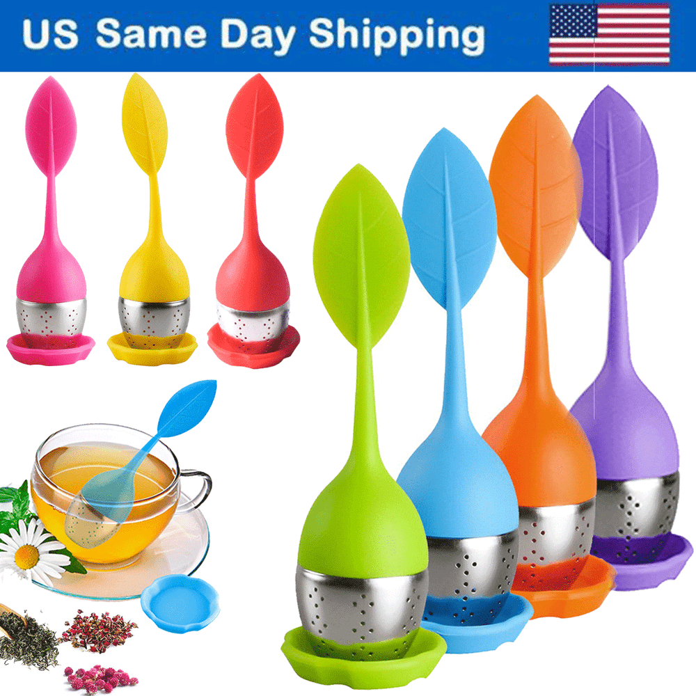 Silicone Leaf Tea Infuser Stainless Steel Herbal Spice Filter Diffuser